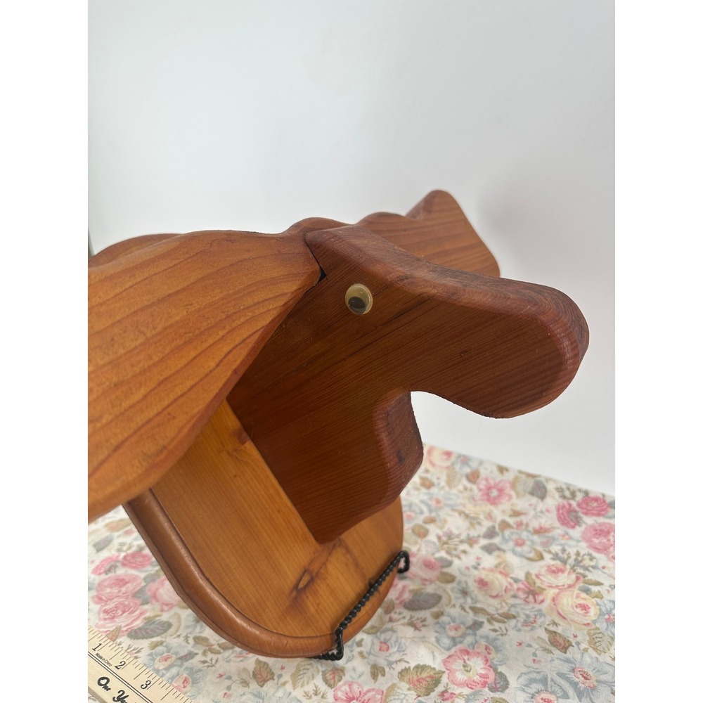 Vintage Rustic Handcrafted‎ Wooden Moose Head Wall Mount Lodge Cabin Decor
